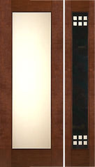 WDMA 54x96 Door (4ft6in by 8ft) Exterior Mahogany 2-1/4inContemporary DoorHeavy Iron Side Low-E Glass 1