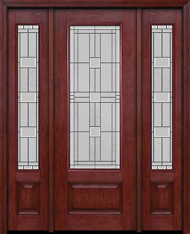 WDMA 54x96 Door (4ft6in by 8ft) Exterior Cherry 96in 3/4 Lite Single Entry Door Sidelights Monterey Glass 1