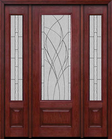 WDMA 54x96 Door (4ft6in by 8ft) Exterior Cherry 96in 3/4 Lite Single Entry Door Sidelights Waterside Glass 1