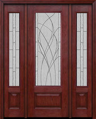 WDMA 54x96 Door (4ft6in by 8ft) Exterior Cherry 96in 3/4 Lite Single Entry Door Sidelights Waterside Glass 1