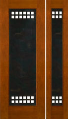 WDMA 54x96 Door (4ft6in by 8ft) Exterior Mahogany 2-1/4in Thick Door Sidelight Heavy Iron Work 1