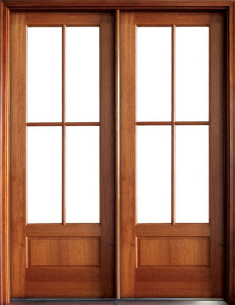 WDMA 56x80 Door (4ft8in by 6ft8in) French Mahogany Alexandria SDL 4 Lite Impact Double Door 1