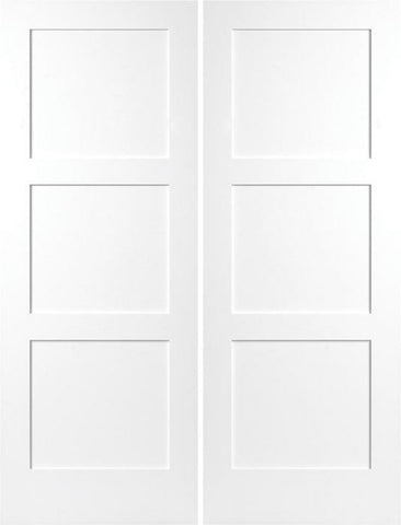 WDMA 56x80 Door (4ft8in by 6ft8in) Interior Barn Smooth 80in Birkdale 3 Panel Shaker Solid Core Double Door|1-3/4in Thick 1