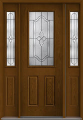 WDMA 56x96 Door (4ft8in by 8ft) Exterior Oak Concorde 8ft Half Lite 2 Panel Fiberglass Door 2 Sides 1