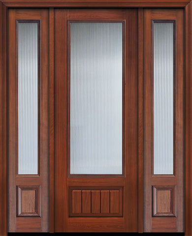 WDMA 56x96 Door (4ft8in by 8ft) Patio Cherry 96in 3/4 Lite Privacy Glass V-Grooved Panel Door /2side 1