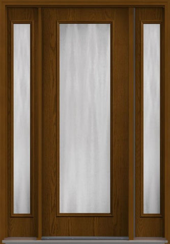 WDMA 56x96 Door (4ft8in by 8ft) Patio Oak Chinchilla 8ft Full Lite Flush Fiberglass Exterior Door 2 Sides HVHZ Impact 1