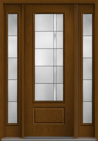 WDMA 56x96 Door (4ft8in by 8ft) Exterior Oak Axis 8ft 3/4 Lite 1 Panel Fiberglass Door 2 Sides HVHZ Impact 1