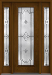 WDMA 56x96 Door (4ft8in by 8ft) Exterior Oak Concorde 8ft Full Lite W/ Stile Lines Fiberglass Door 2 Sides HVHZ Impact 1