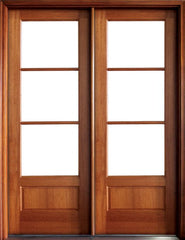 WDMA 58x80 Door (4ft10in by 6ft8in) Patio Mahogany Alexandria SDL 3 Lite Impact Double Door 1