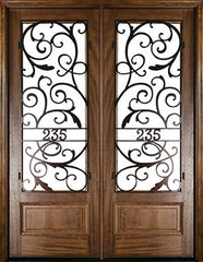 WDMA 58x80 Door (4ft10in by 6ft8in) Exterior Mahogany Wakefield Impact Double Door w Iron #2 1