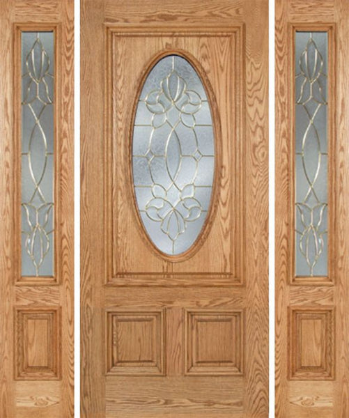 WDMA 58x80 Door (4ft10in by 6ft8in) Exterior Oak Watson Single Door/2side w/ CO Glass 1