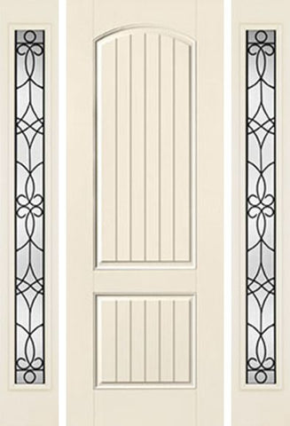 WDMA 58x96 Door (4ft10in by 8ft) Exterior Smooth 8ft 2 Panel Plank Soft Arch Star Door 2 Sides Salinas Full Lite Flush 1