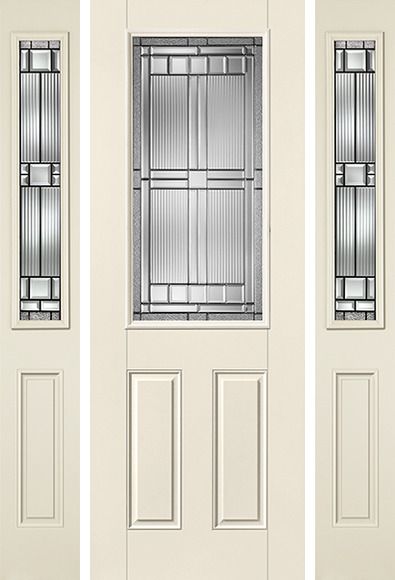 WDMA 58x96 Door (4ft10in by 8ft) Exterior Smooth SaratogaTM 8ft Half Lite 2 Panel Star Door 2 Sides 1