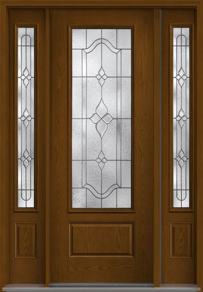 WDMA 58x96 Door (4ft10in by 8ft) Exterior Oak Concorde 8ft 3/4 Lite 1 Panel Fiberglass Door 2 Sides 1