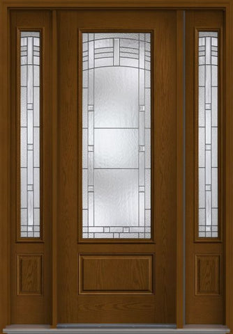 WDMA 58x96 Door (4ft10in by 8ft) Exterior Oak Maple Park 8ft 3/4 Lite 1 Panel Fiberglass Door 2 Sides 1