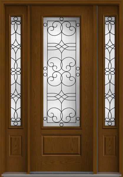 WDMA 58x96 Door (4ft10in by 8ft) Exterior Oak Salinas 8ft 3/4 Lite 1 Panel Fiberglass Door 2 Sides 1