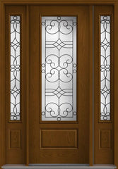 WDMA 58x96 Door (4ft10in by 8ft) Exterior Oak Salinas 8ft 3/4 Lite 1 Panel Fiberglass Door 2 Sides 1