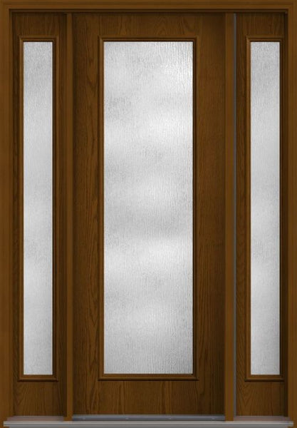 WDMA 58x96 Door (4ft10in by 8ft) French Oak Rainglass 8ft Full Lite Flush Fiberglass Exterior Door 2 Sides 1