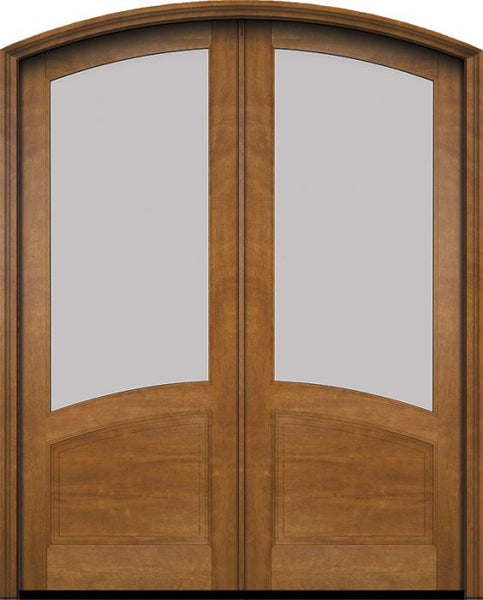 WDMA 60x78 Door (5ft by 6ft6in) Exterior Swing Mahogany 2/3 Arch Lite Arch Top Double Entry Door 1