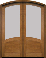 WDMA 60x78 Door (5ft by 6ft6in) Exterior Swing Mahogany 2/3 Arch Lite Arch Top Double Entry Door 1