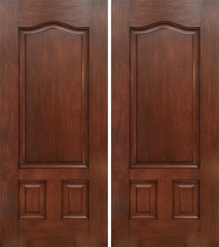 WDMA 60x80 Door (5ft by 6ft8in) Exterior Mahogany Three Panel Double Entry Door 1