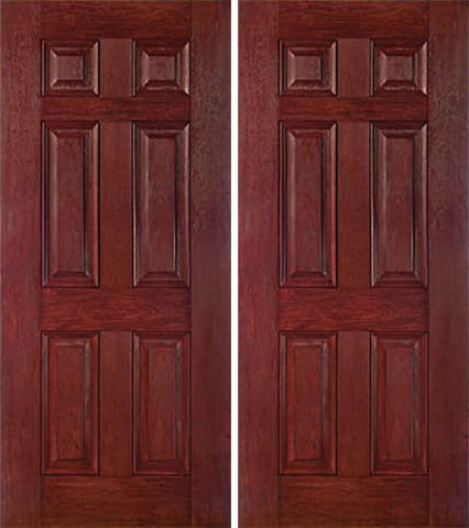 WDMA 60x80 Door (5ft by 6ft8in) Exterior Cherry Six Panel Double Entry Door 1/2 Lite 1