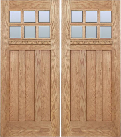 WDMA 60x80 Door (5ft by 6ft8in) Exterior Oak Randall Double Door w/ DB Glass 1