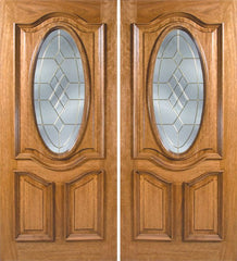 WDMA 60x80 Door (5ft by 6ft8in) Exterior Mahogany La Jolla Double Door w/ A Glass - 6ft8in Tall 1