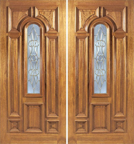 WDMA 60x80 Door (5ft by 6ft8in) Exterior Mahogany Ironbark Double Door w/ L Glass 1