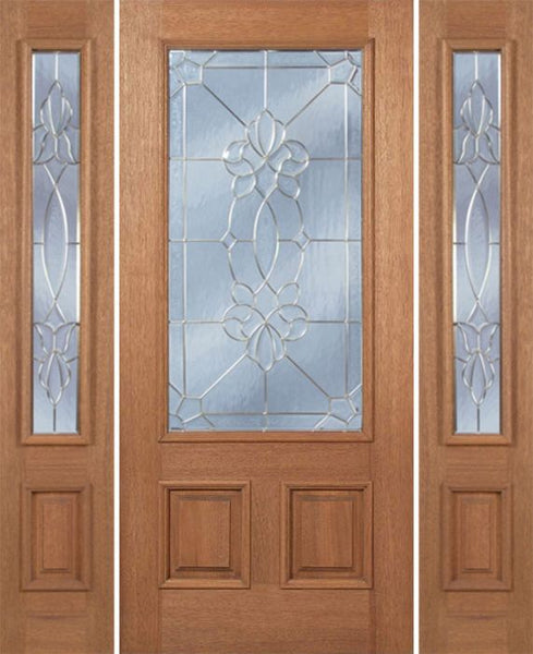 WDMA 60x80 Door (5ft by 6ft8in) Exterior Mahogany Celtic Cross Single Door/2side w/ CO Glass 1