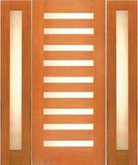 WDMA 60x80 Door (5ft by 6ft8in) Exterior Mahogany Contemporary Single Door with two Sidelights Laminated Glass 1