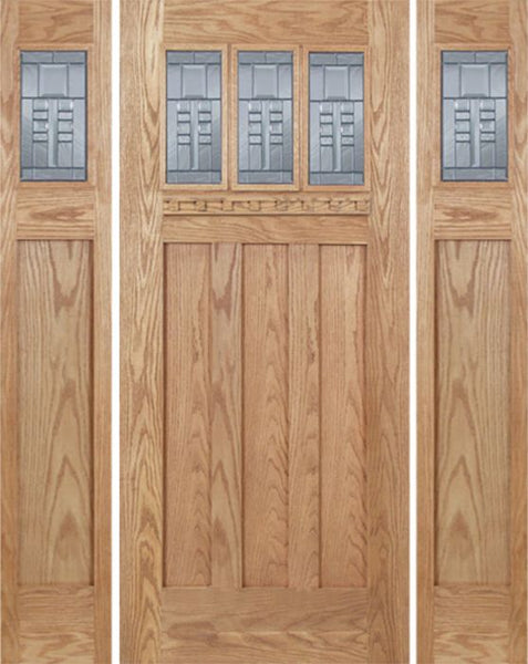 WDMA 60x80 Door (5ft by 6ft8in) Exterior Oak Barnsdale Single Door/2side w/ C Glass 1