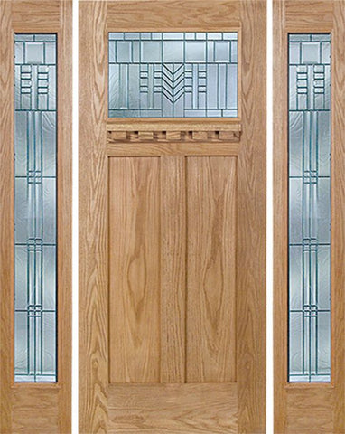 WDMA 60x80 Door (5ft by 6ft8in) Exterior Oak Pearce Single Door/2 Full-lite side w/ C Glass 1