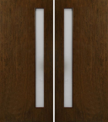 WDMA 60x80 Door (5ft by 6ft8in) Exterior Cherry Contemporary One Vertical Lite Double Entry Door 1