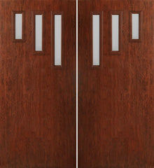 WDMA 60x80 Door (5ft by 6ft8in) Exterior Cherry Contemporary Modern 3 Lite Double Entry Door FC532 1