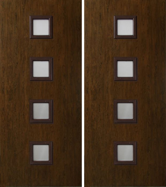 WDMA 60x80 Door (5ft by 6ft8in) Exterior Cherry Contemporary Four Square Lite Double Entry Door 1