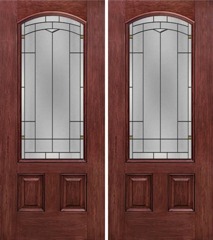 WDMA 60x80 Door (5ft by 6ft8in) Exterior Cherry Camber 3/4 Lite Two Panel Double Entry Door TP Glass 1