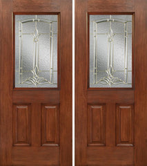 WDMA 60x80 Door (5ft by 6ft8in) Exterior Mahogany Half Lite 2 Panel Double Entry Door BT Glass 1