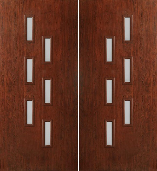 WDMA 60x80 Door (5ft by 6ft8in) Exterior Cherry Contemporary Modern 6 Lite Double Entry Door FC596 1