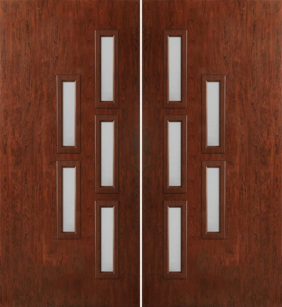 WDMA 60x80 Door (5ft by 6ft8in) Exterior Cherry Contemporary Modern 5 Lite Double Entry Door FC553 1