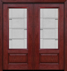 WDMA 60x80 Door (5ft by 6ft8in) Exterior Cherry 3/4 Lite 1 Panel Double Entry Door Crosswalk Glass 1