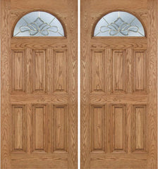 WDMA 60x80 Door (5ft by 6ft8in) Exterior Oak Merritt Double Door w/ BO Glass 1