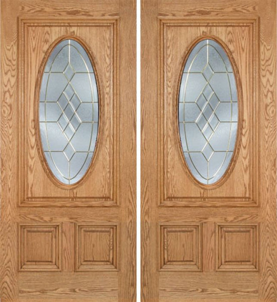 WDMA 60x80 Door (5ft by 6ft8in) Exterior Oak Watson Double Door w/ A Glass 1