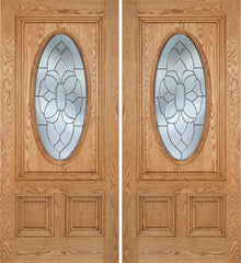 WDMA 60x80 Door (5ft by 6ft8in) Exterior Oak Watson Double Door w/ BO Glass 1