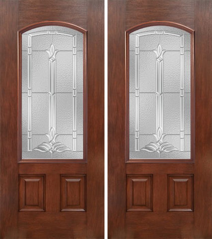 WDMA 60x80 Door (5ft by 6ft8in) Exterior Mahogany Camber 3/4 Lite Double Entry Door BT Glass 1