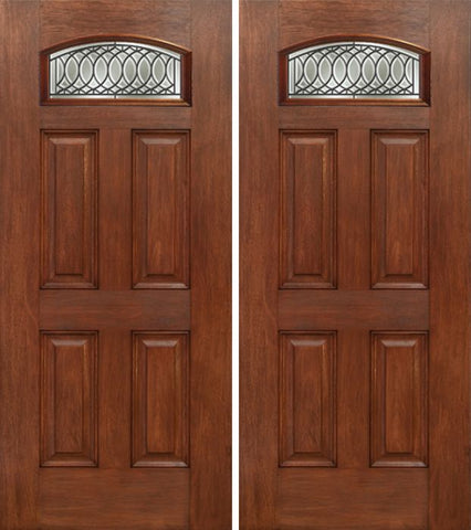 WDMA 60x80 Door (5ft by 6ft8in) Exterior Mahogany Camber Top Double Entry Door PS Glass 1