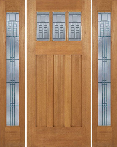 WDMA 60x84 Door (5ft by 7ft) Exterior Mahogany Barnsdale Single Door/2 Full-lite side w/ C Glass 1