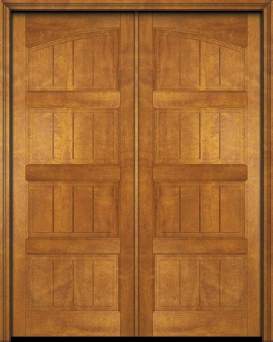 WDMA 60x84 Door (5ft by 7ft) Interior Swing Mahogany 4 Panel V-Grooved Plank Rustic-Old World Exterior or Double Door 1