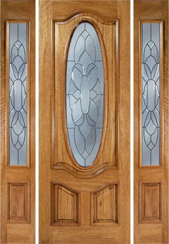 WDMA 60x96 Door (5ft by 8ft) Exterior Mahogany La Jolla Single Door/2side w/ BO Glass - 8ft Tall 1