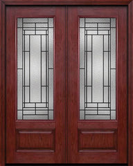 WDMA 60x96 Door (5ft by 8ft) Exterior Cherry 96in 3/4 Lite Double Entry Door Pembrook Glass 1